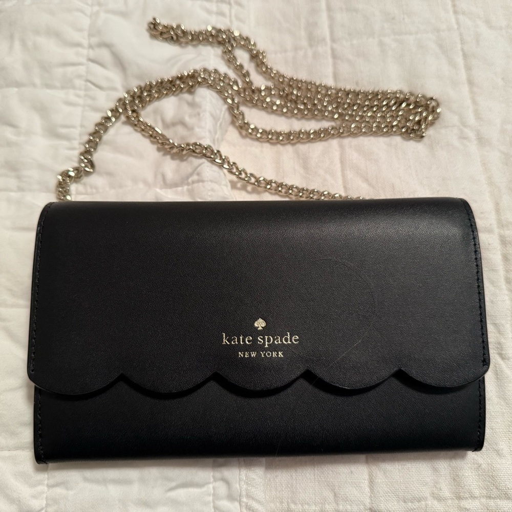 Kate Spade Black Scalloped Clutch